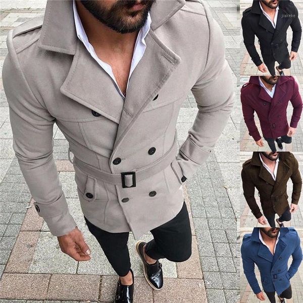 

drop shipping men's 2018 winter wool warm turn-down collar trench reefer jackets double breasted peacoat overcoat fit outwear1, Black;brown
