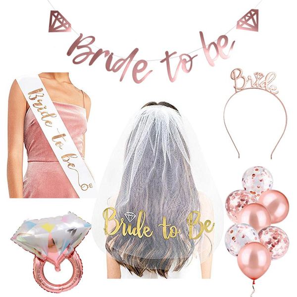 

wedding decoration bride to be bachelorette party supplies team bride p props set balloon gold veil hen party bridal shower