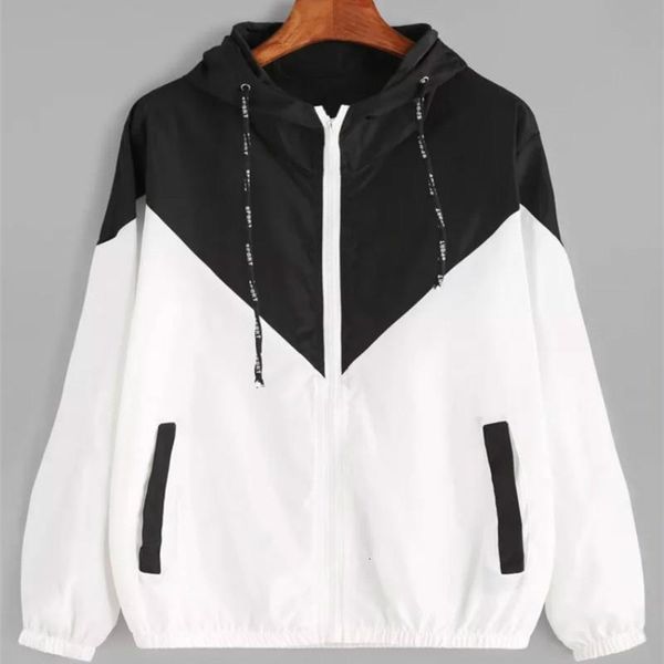 

2020 spring autumn women jackets spliced color elastic waist jacket coat casual loose style zipper long sleeve ladies, Black;brown