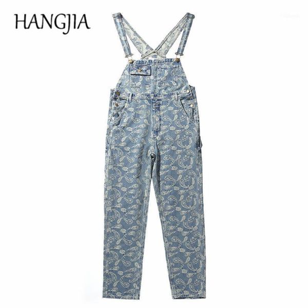 

distressed blue paisley floral denim overalls mens cargo denim jumpsuits easy chic multi-pocket bib trousers men casual dad jean1