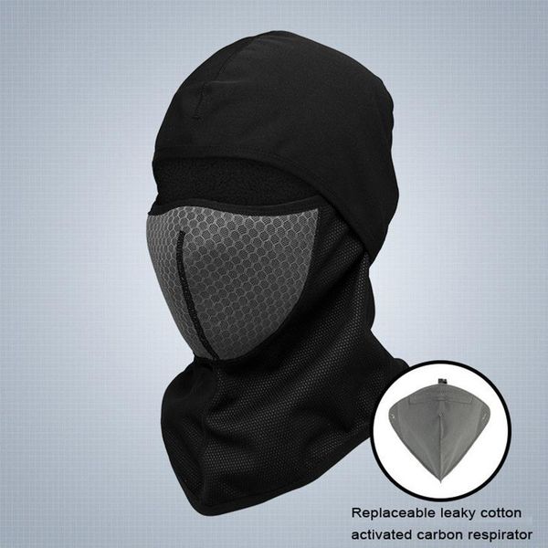 

cycling caps & masks winter ski running velvet detachable 360 degree face protection windproof cover with filter bag, Black