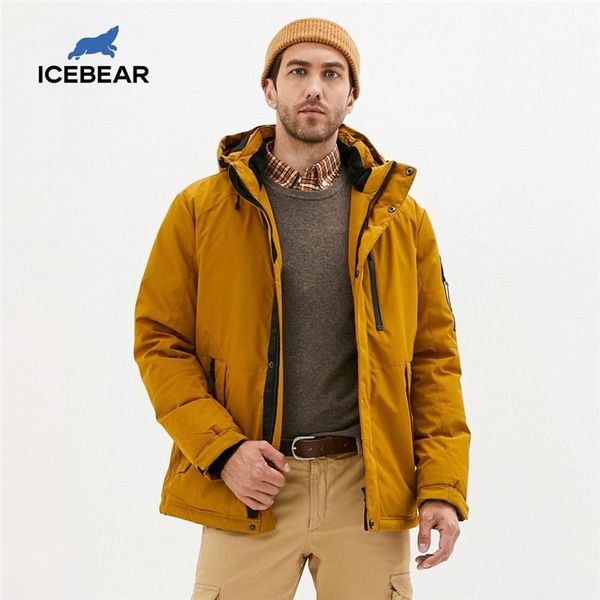 

icebear autumn and winter new men's hooded coat warm men's cotton jacket fashion men's clothing mwd20853d 201126, Black