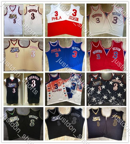 

youth child vintage authentic stitched jerseys georgetown hoyas college allen iverson 3 dense embroidery mitchell & ness swingman shirts, Black;red