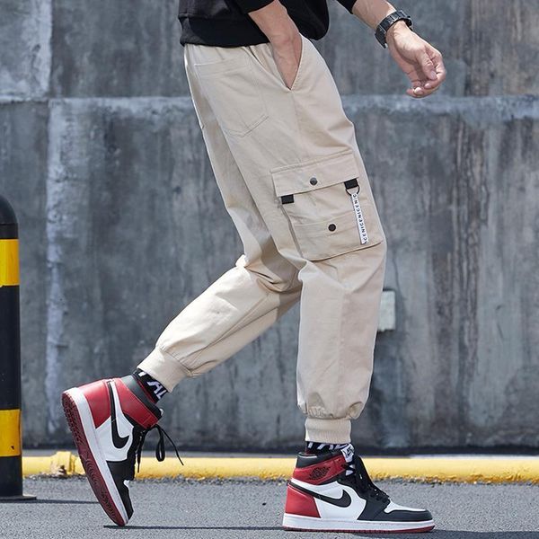 

мода грузовые брюки мужчины 2020 повседневная уличная одежда хип-хоп брюки модные новые молодежные мужчины свободные спортивные штаны стильн, Black