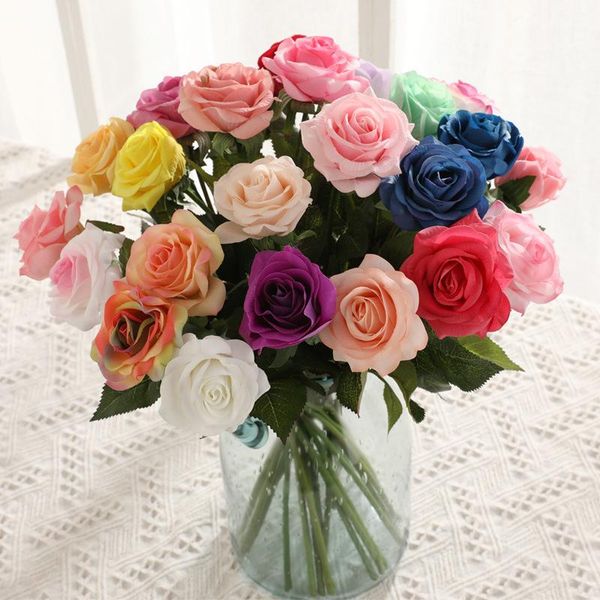 

decorative flowers & wreaths 1pcs fake rose valentine's day simulation decoration living room dining table home