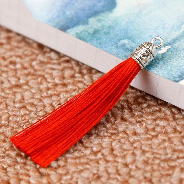 

10pcs lot 17 colors silk tassel cords with metal caps for earrings 6cm long tassel charm pendant fit diy jewelry making findings h jlltgg