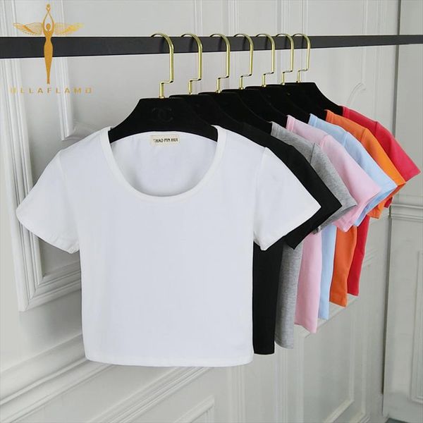 

summer 2020 t shirt women cotton white short o neck short sleeve solid harajuku slim tshirt woman camiseta mujer