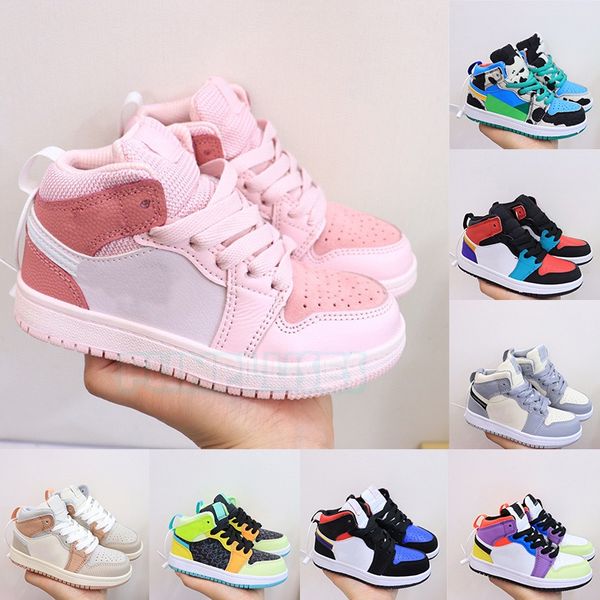

воздух! jumpman 1 1s дети баскетбол обувь digital pink unc обсидиана чикаго коренастый dunky мальчики малыша тапок j1 ретро спортивные трен