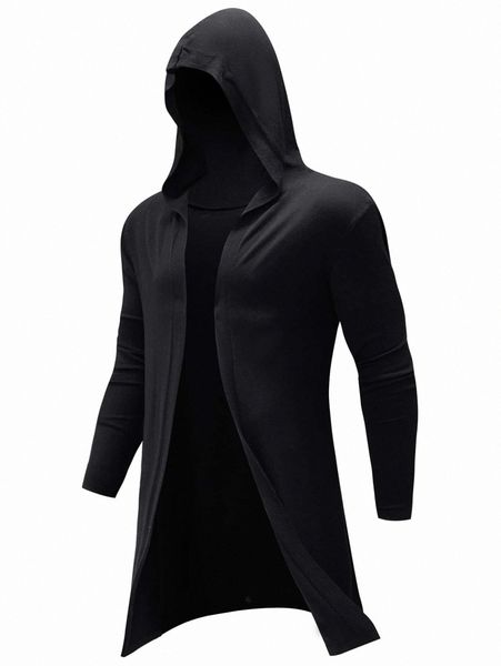 

men open front hooded cardigan p47m#, White;black