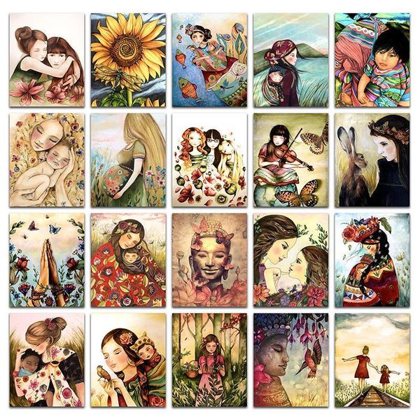 

diamond embroidery colorful beauty mother child diy diamond mosaic flower sunflower full square painting family1