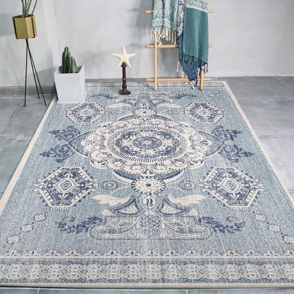 

retro old gray blue geometric ethnic style living room floor mats bedside carpet floor mats bedroom carpets home decor carpets