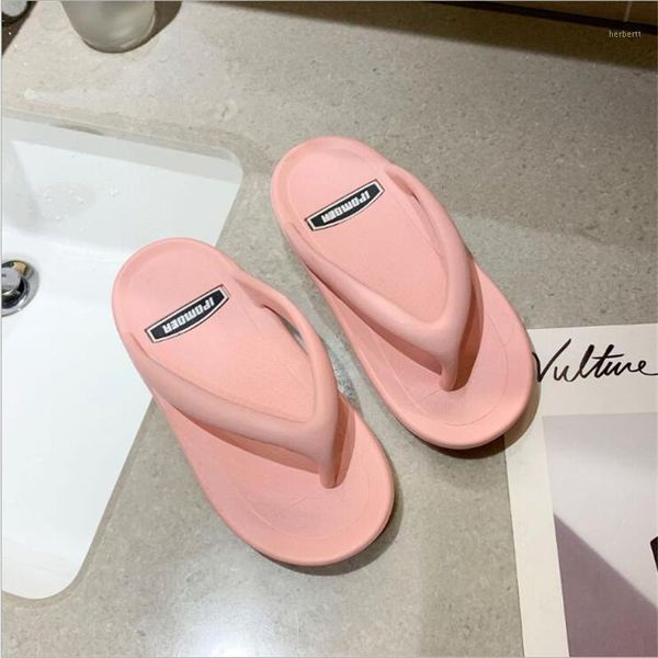 

slippers 2021 women's flip-flops summer thick bottom clip-on sandals and beach shoes home comfortable female flat shoes1, Black