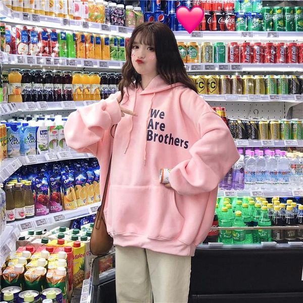 

women's hoodies & sweatshirts autumn women long sleeve pocket printed warm hooded pullover plus size casual female clothes streetwear1, Black