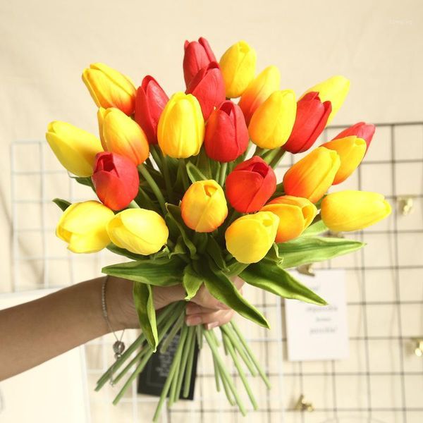 

16colors pu mini tulip flower real touch wedding flower artificial pu home wedding decoration1