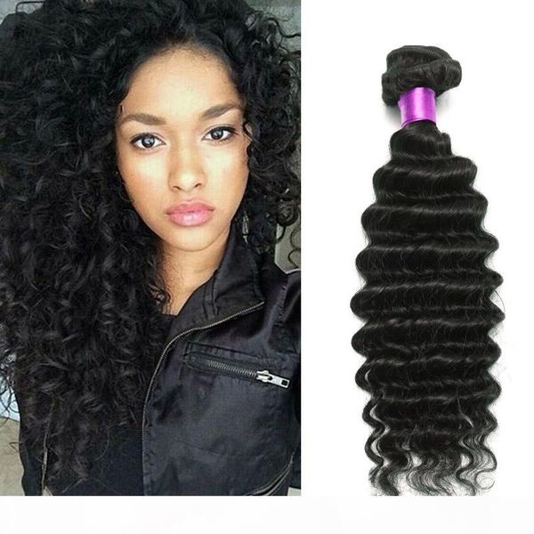 

brazilian curly virgin hair wefts brazilian deep wave virgin human hair bundles brazilian kinky culy virgin hair deep wave, Black