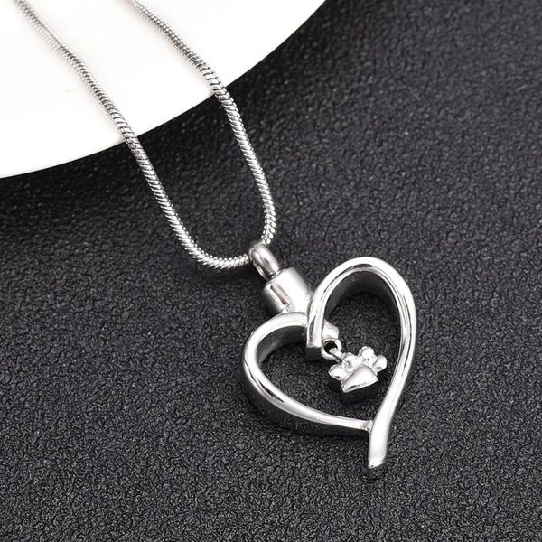 

pendant necklaces pet print heart urns for ashes women keepsake jewelry stainless steel cremation urn necklace always in my, Silver