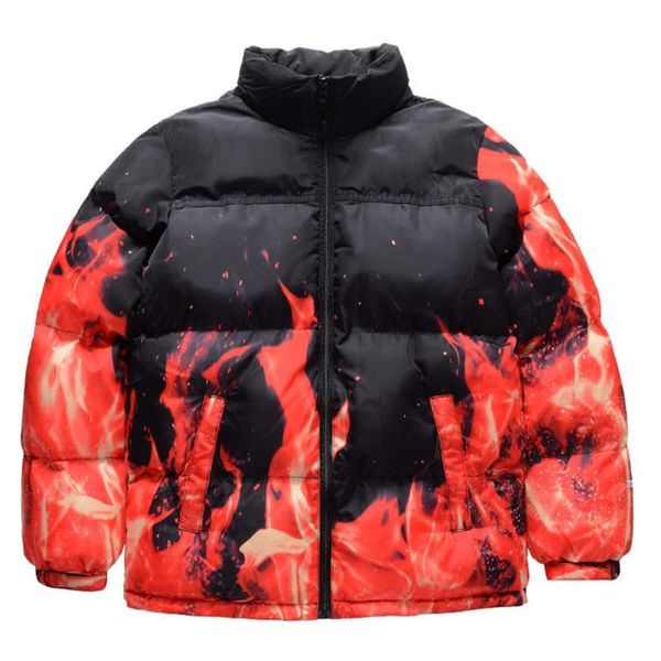 

high street style winter new tide design men's and women's flame letter embroidery warm pure cotton jacket coats size m-2xl, Black;brown