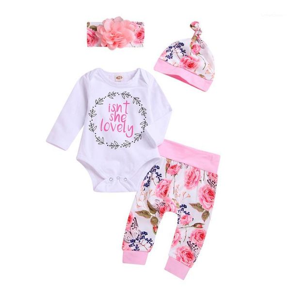 

clothing sets born baby girl clothes fall long sleeve letter romper pants hat casual set for 0-18m1, White