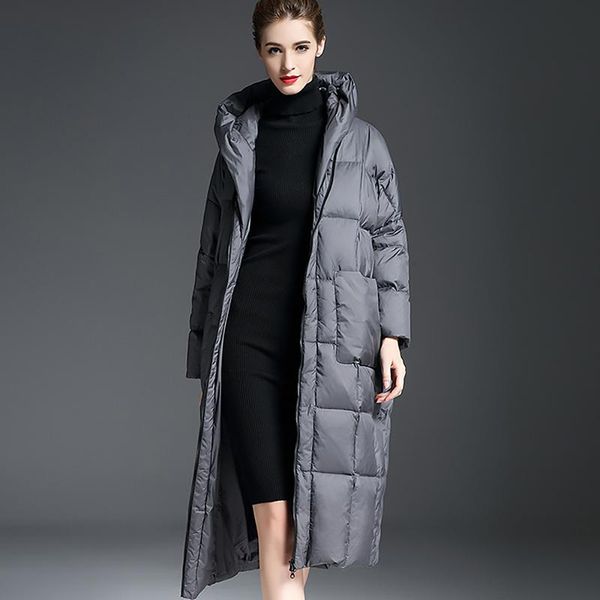 

women's down & parkas winter womens puffer jacket gray long coats thick overcoat hooded coat fashion, Black