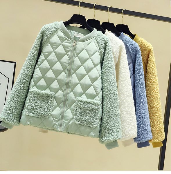 

2020 taddy cotton jacket women's short loose winter cashmere down cotton jacket coat stand collar cotton fashion jacket, Black