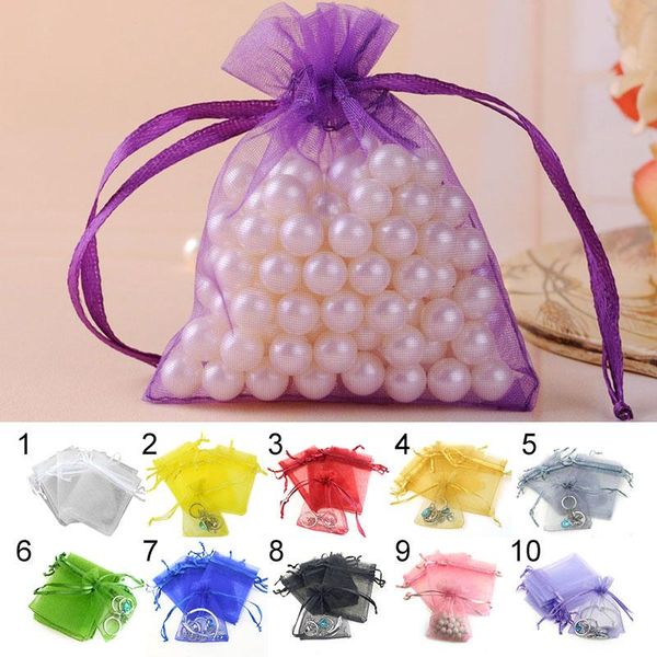 

gift wrap 100pcs/set organza bags favor wedding party festival decoration favors candy bag drawable jewelry packaging & pouches