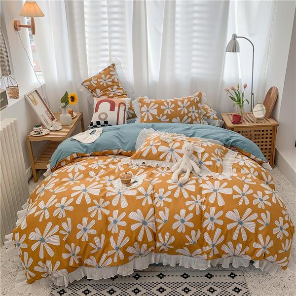 

bedding sets set single  size duvet cover for white color flower bed linen with pillowcase bedclothes