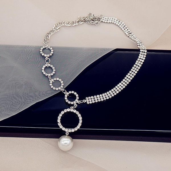 

one piece shinny chrinestone цепочка chorter chokers pearl кулон ожерелья для женщин партия ювелирные изделия аксессуары 2020 новый модный, Golden;silver