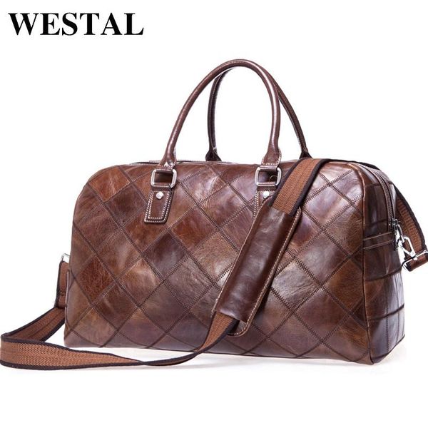 

westal travel men weekend genuine leather men hand luggage travel bag duffle on casual bag 8885 carry suitcase luggage big vpliw
