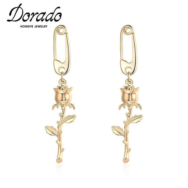 

dangle & chandelier dorado drop earrings for women retro punk statement rose flower metal jewelry party gift female, Silver