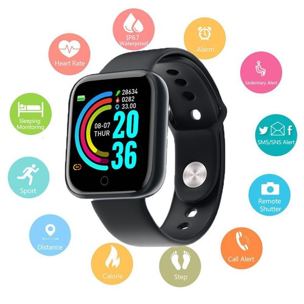 

y68 d20 men's women's smart watch, intelligent waterproof sports wristband, children's heart rate and blood prsure controljk