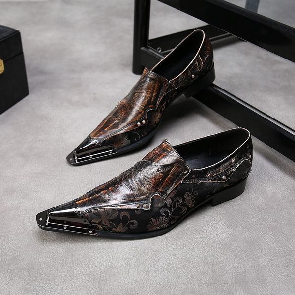 

2020 leather moccasins iron steel men from metallic foot leaves netherlands as snake skin shoes marriage rios 6uhj, Black