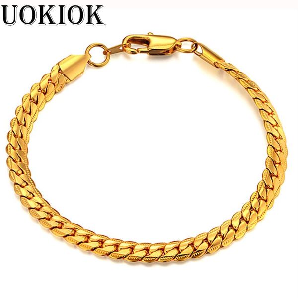 

dropshipping punk vintage flat snake chain link bracelet wholesale braslet male gold color hand chain bracelets for men jewelry, Black