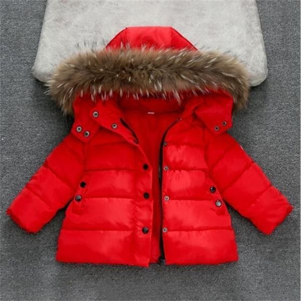

children thick warm cotton jacket kids down&parkas fur hooded outerwear for boys fashion girls winter coat y200901, Blue;gray
