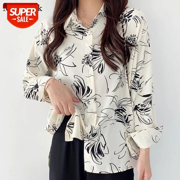 

Autumn Vintage Chiffon Women Tops and Blouses Long Sleeve Loose Cardigan Womens Blouses Print Casual Shirts Women Blusas 9195 #AM2X, White