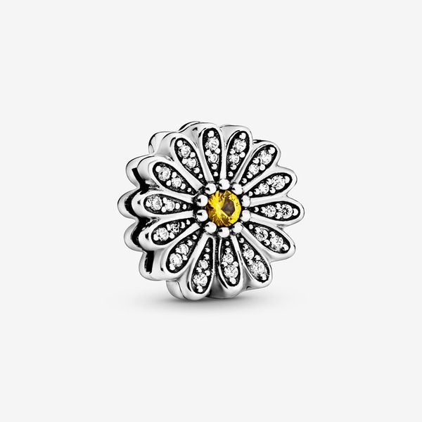 

2020 spring new 925 sterling silver beads sparkling daisy flower clip charms fit original european bracelets women diy jewelry, Black