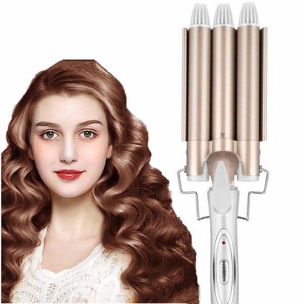 

curling iron wand 22mm hair curling irons 32mm hair crimper ceramic triple barrel hair curler waving styling tools, Black
