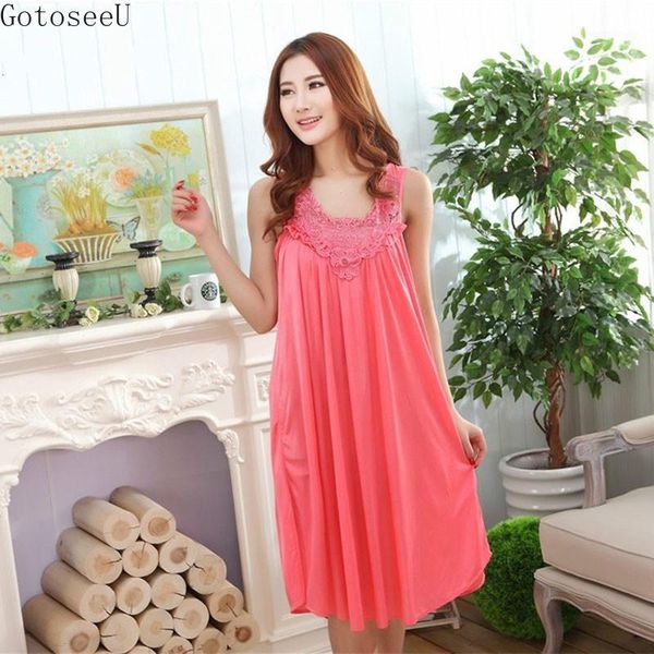 

gotoseeu summer nightgowns women nightwear satin ice silk sleepwear plus size1, Black;red
