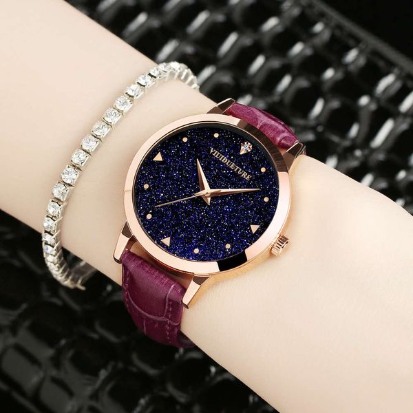 

adivinci star rose gold calf belt fashion trend women's watch