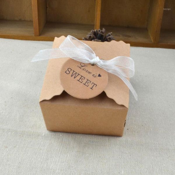 

gift wrap 10pcs 6.5x6.5x4.5cm vintage retro mini kraft paper box wedding favor boxes party candy packaging with ribbon and tag1