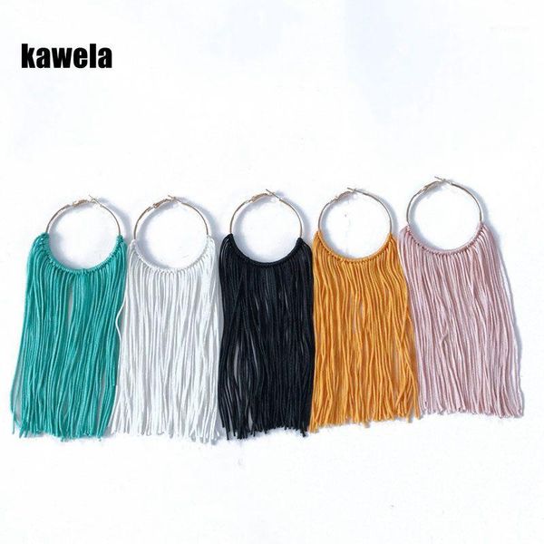 

new design fashion tassel thread handmade hoop earring1, Golden;silver