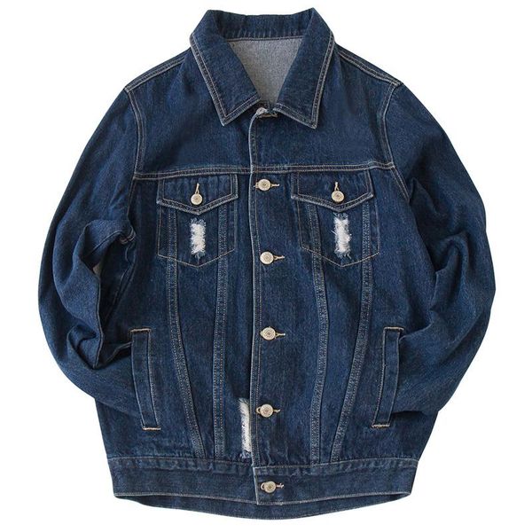 

2020 autumn cotton blue denim jacket men and coat for male fashion outwear japanese streetwear vintage korean clothes 340, Black;brown