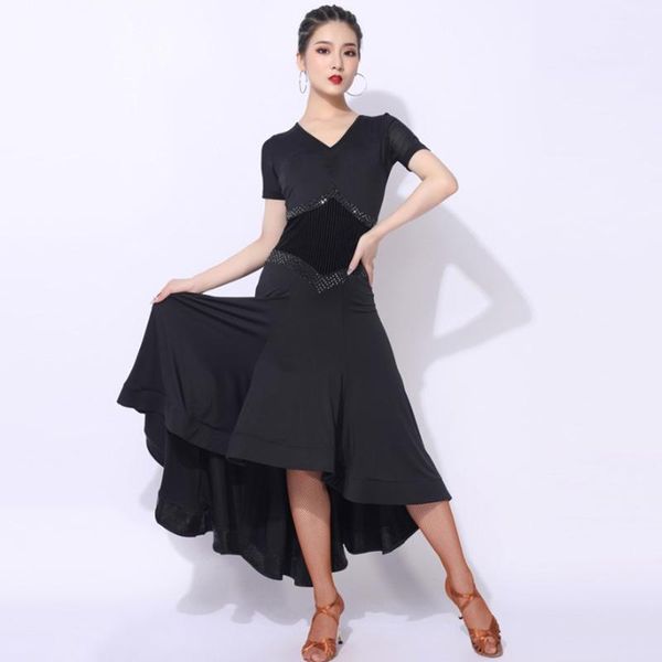 

modern dance dress new national standard dance costumes women ballroom dress big swing waltz dancing1, Black;red