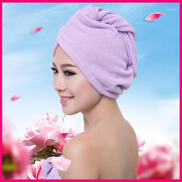

towel superfine fiber dry hair bath microfiber quick drying turban super absorbent women cap wrap with button thicken1