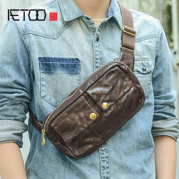 

hbp aetoo close-fitting chest bag, layer cowhide fashion mobile phone bag, ultra-thin cross-body bag for men