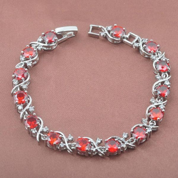 

for new red women zirconia silver link color chain bracelet os0210, Black