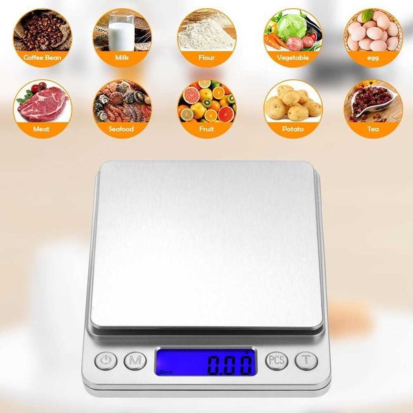 Escala de cozinha de jóias digitais escala de cozinha precisa de cozinha elétrica com precisão com escamas de bolso com tela LCD 500/0,01g 3000g/0,1g