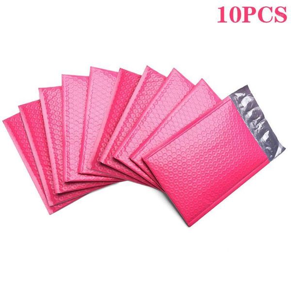 10 pçs / lote Sacos de envelope de espuma Self Selo mailers Envelopes acolchoados com bolhas de mala de correspondência Pacotes Pink FD Storage