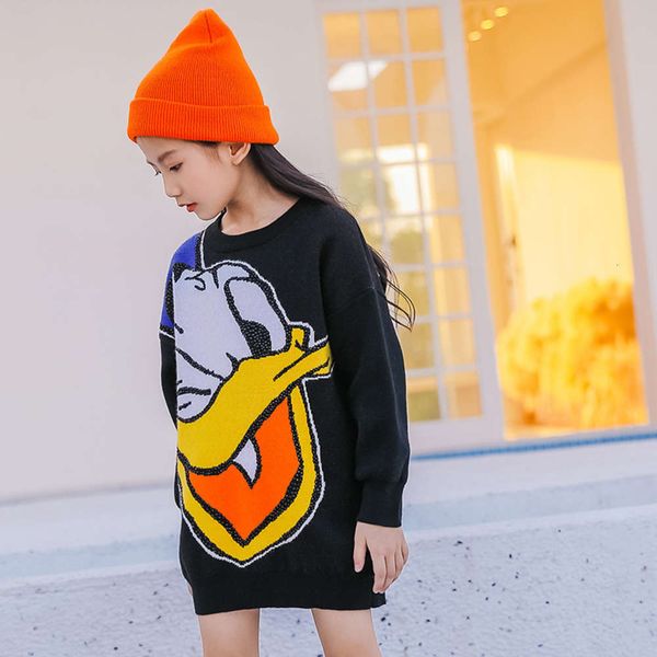 

children's clothing sweater 2020 autumn new chine universi girls' foreign sle long sve round neck cartoon fashion, Blue