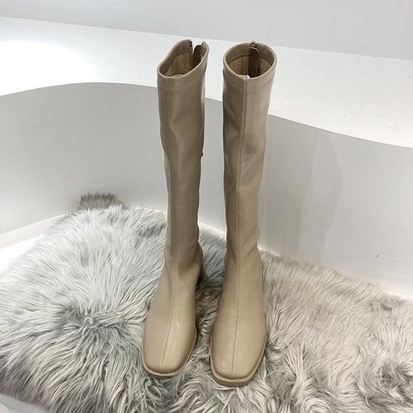 

winter 2020 luxury trend round toe platform riding boots new women black punk heel knee boots women side zip designer shoes