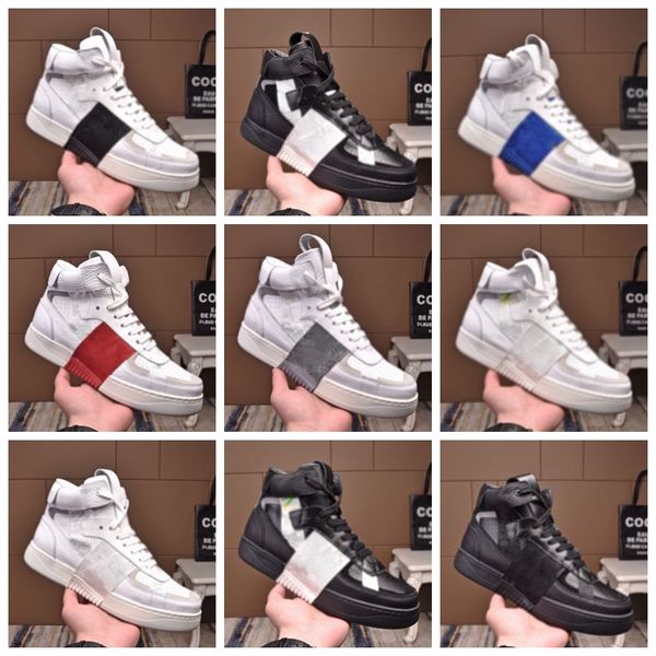 

2021 new arrival men women embossed leather high-trainers luxe design shoes black whith suede leather sneaker dress shoes 35-45, Black;red